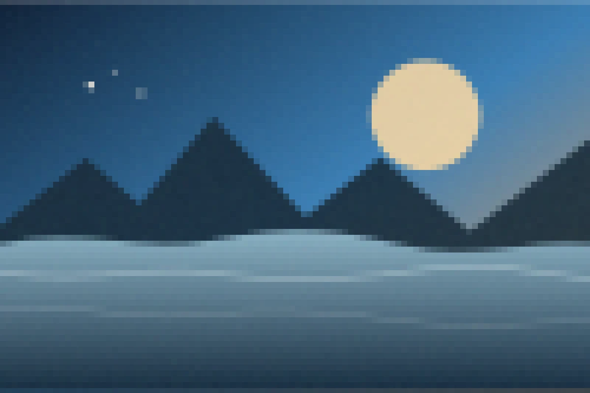 Landscape converted into crisp twelve pixel blocks